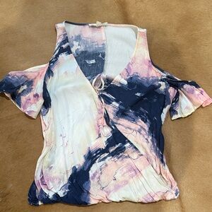 Lovestitch Pink and Blue Abstract Blouse